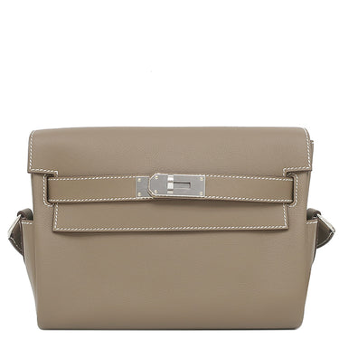 エルメス HERMES メッセンジャー ケリー PM エトゥープ エバーカラー ショルダーバッグ シルバー金具 グレージュ 2024年製