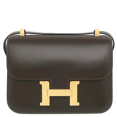 エルメス HERMES コンスタンス 24 ミロワール ショコラ ボックスカーフ ショルダーバッグ ゴールド金具 茶 2024年製