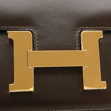 エルメス HERMES コンスタンス 24 ミロワール ショコラ ボックスカーフ ショルダーバッグ ゴールド金具 茶 2024年製