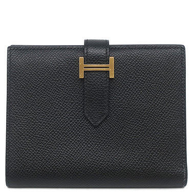 エルメス HERMES ベアンコンパクト ブラック ヴォーエプソン 二つ折り財布 ゴールド金具 コンパクトウォレット