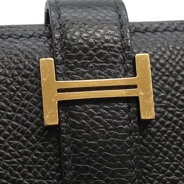 エルメス HERMES ベアンコンパクト ブラック ヴォーエプソン 二つ折り財布 ゴールド金具 コンパクトウォレット