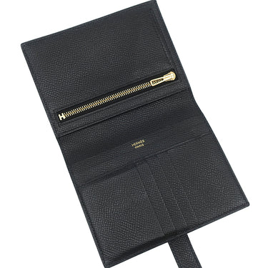 エルメス HERMES ベアンコンパクト ブラック ヴォーエプソン 二つ折り財布 ゴールド金具 コンパクトウォレット