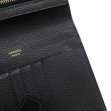 エルメス HERMES ベアンコンパクト ブラック ヴォーエプソン 二つ折り財布 ゴールド金具 コンパクトウォレット
