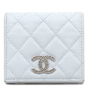 シャネル CHANEL マトラッセ スモール ウォレット AP3828 ブルーグレー キャビアスキン 二つ折り財布 シルバー金具 ココマーク コンパクト
