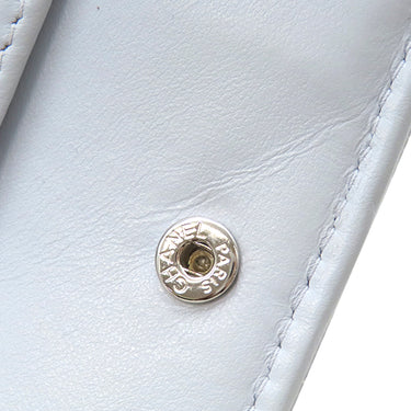 シャネル CHANEL マトラッセ スモール ウォレット AP3828 ブルーグレー キャビアスキン 二つ折り財布 シルバー金具 ココマーク コンパクト