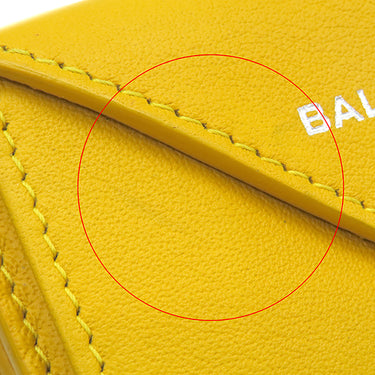 バレンシアガ BALENCIAGA ペーパー ミニ ウォレット 391446 イエロー レザー 三つ折り財布 シルバー金具 コンパクトウォレット