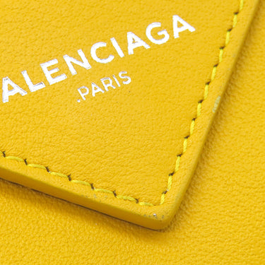 バレンシアガ BALENCIAGA ペーパー ミニ ウォレット 391446 イエロー レザー 三つ折り財布 シルバー金具 コンパクトウォレット
