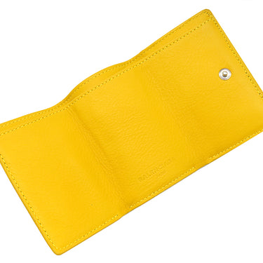バレンシアガ BALENCIAGA ペーパー ミニ ウォレット 391446 イエロー レザー 三つ折り財布 シルバー金具 コンパクトウォレット