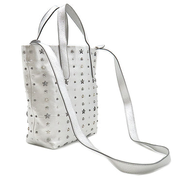 ジミーチュウ JIMMY CHOO ソフィア シルバー レザー 2WAYバッグ シルバー金具 SOFIA トート ショルダー 星 スター スタッズ メタリック