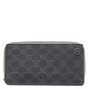 グッチ GUCCI ジップアラウンド ウォレット 822051 ダークグレー GGスプリームキャンバス 長財布 シルバー金具 PVC ラウンドジップ
