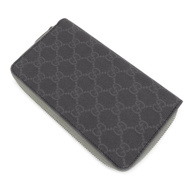 グッチ GUCCI ジップアラウンド ウォレット 822051 ダークグレー GGスプリームキャンバス 長財布 シルバー金具 PVC ラウンドジップ