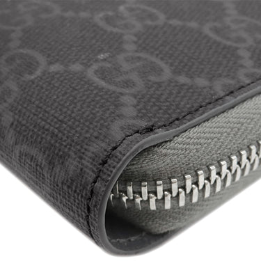 グッチ GUCCI ジップアラウンド ウォレット 822051 ダークグレー GGスプリームキャンバス 長財布 シルバー金具 PVC ラウンドジップ