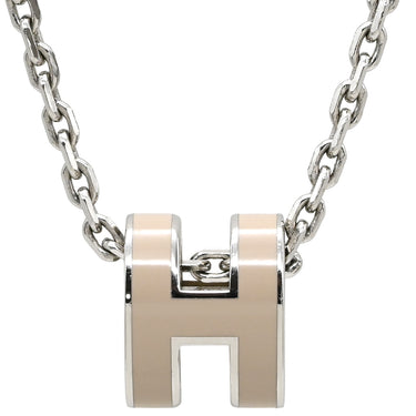 エルメス HERMES ポップアッシュ ミニ ペンダント マロングラッセ×シルバー メタル ラッカー ネックレス Hモチーフ 新品 未使用