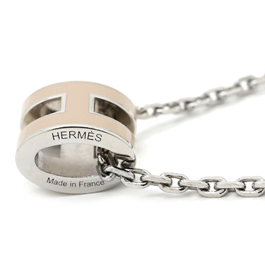 エルメス HERMES ポップアッシュ ミニ ペンダント マロングラッセ×シルバー メタル ラッカー ネックレス Hモチーフ 新品 未使用