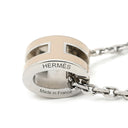エルメス HERMES ポップアッシュ ミニ ペンダント マロングラッセ×シルバー メタル ラッカー ネックレス Hモチーフ 新品 未使用