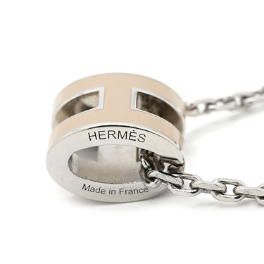 エルメス HERMES ポップアッシュ ミニ ペンダント マロングラッセ×シルバー メタル ラッカー ネックレス Hモチーフ 新品 未使用