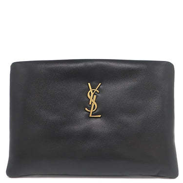 イヴ・サンローラン Yves Saint Laurent スモール カリプソ ポーチ 765025 ブラック ラムスキン クラッチバッグ ゴールド金具 黒 セカンドバッグ