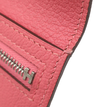 エルメス HERMES ベアンスフレ ローズリップスティック シェーブル 長財布 シルバー金具 二つ折り財布