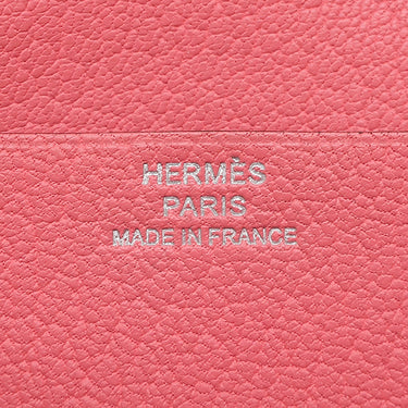 エルメス HERMES ベアンスフレ ローズリップスティック シェーブル 長財布 シルバー金具 二つ折り財布