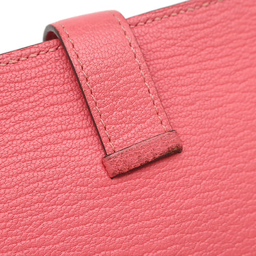 エルメス HERMES ベアンスフレ ローズリップスティック シェーブル 長財布 シルバー金具 二つ折り財布
