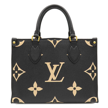 ルイヴィトン LOUIS VUITTON オンザゴー PM M45659 ブラック×ベージュ モノグラムアンプラント ハンドバッグ ゴールド金具 ショルダー欠品