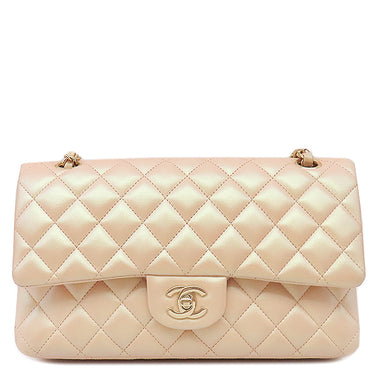 シャネル CHANEL マトラッセ 25 Wチェーン パールピンク レザー ショルダーバッグ ゴールド金具 メタリック ダブルフラップ