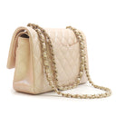 シャネル CHANEL マトラッセ 25 Wチェーン パールピンク レザー ショルダーバッグ ゴールド金具 メタリック ダブルフラップ