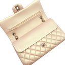 シャネル CHANEL マトラッセ 25 Wチェーン パールピンク レザー ショルダーバッグ ゴールド金具 メタリック ダブルフラップ