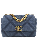 シャネル CHANEL CHANEL 19 AP0957 ブルー デニム ショルダーバッグ ゴールド金具 デニム チェーンショルダー