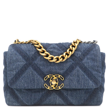 シャネル CHANEL CHANEL 19 AP0957 ブルー デニム ショルダーバッグ ゴールド金具 デニム チェーンショルダー