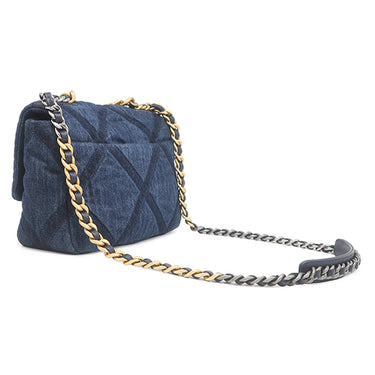 シャネル CHANEL CHANEL 19 AP0957 ブルー デニム ショルダーバッグ ゴールド金具 デニム チェーンショルダー