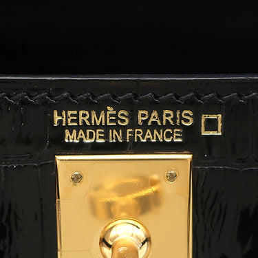 エルメス Herms ミニケリードゥ 外縫い ブラック アリゲーター アリゲーターリセ 2WAYバッグ ゴールド金具 黒 ショルダー 艶有り