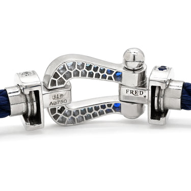 フレッド FRED フォース10 ラージモデル ブルーグラデーション ネイビー×ホワイトゴールド K18WG ダイヤモンド サファイア トパーズ アクアマリン ステンレス・メタル(コードエンド) #18 ブレスレット ダイヤ Au750 18K WG マルチストーン