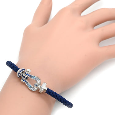 フレッド FRED フォース10 ラージモデル ブルーグラデーション ネイビー×ホワイトゴールド K18WG ダイヤモンド サファイア トパーズ アクアマリン ステンレス・メタル(コードエンド) #18 ブレスレット ダイヤ Au750 18K WG マルチストーン