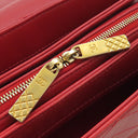 シャネル CHANEL シェブロン Vステッチ レッド レザー ショルダーバッグ ゴールド金具 チェーンショルダー 赤