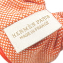 エルメス HERMES クラウディア プラン エア シュシュ オレンジ×オランジュフィールド コットン ポリウレタン ヘアアクセサリー シルバー金具 オレンジ ヘアゴム