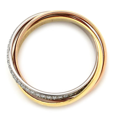 カルティエ Cartier トリニティ SM セミパヴェ ダイヤ ホワイトゴールド×イエローゴールド×ピンクゴールド K18WG K18YG K18PG ダイヤモンド #52(JP12) リング 指輪 3カラー 3連 18K 750 12.5号