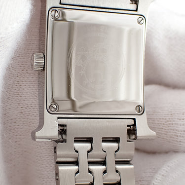 腕時計 エルメス HERMES Hウォッチ PM HH1.210.285 クオーツ レディース 純正ダイヤ ピンク シェル H型 スクエア