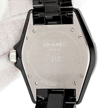 腕時計 シャネル CHANEL J12 H1709 自動巻き メンズ 純正ダイヤ ブラック アラビア デイト 逆回転防止ベゼル