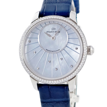 腕時計 ジャケ・ドロー Jaquet Droz プティ ウール ミニット 35mm J005000270 自動巻き レディース 新品同様 純正ダイヤ ブルー シェル
