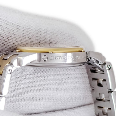 腕時計 エルメス HERMES クリッパー CL4.220 クオーツ レディース ホワイト デイト アラビア Hマークブレス