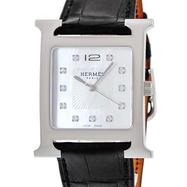 腕時計 エルメス HERMES Hウォッチ TGM HH1.810.290/ZNO クオーツ メンズ 純正ダイヤ ホワイト シェル スクエア H型
