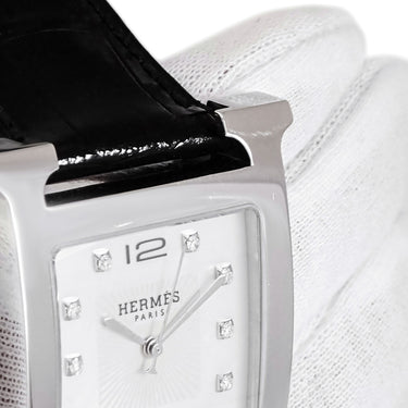 腕時計 エルメス HERMES Hウォッチ TGM HH1.810.290/ZNO クオーツ メンズ 純正ダイヤ ホワイト シェル スクエア H型