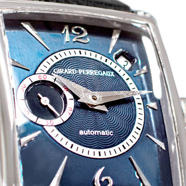 腕時計 ジラールペルゴ GIRARD PERREGAUX ヴィンテージ 1945 25932 自動巻き メンズ ブルー デイト スモールセコンド シースルーバック