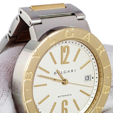 腕時計 ブルガリ BVLGARI ブルガリブルガリ BB38SG AUTO 自動巻き メンズ K18YG×SS コンビ ギョウシェ デイト アラビア バー