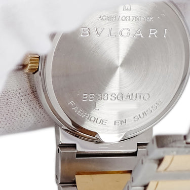 腕時計 ブルガリ BVLGARI ブルガリブルガリ BB38SG AUTO 自動巻き メンズ K18YG×SS コンビ ギョウシェ デイト アラビア バー