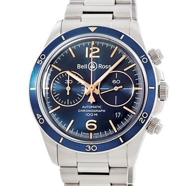 腕時計 ベル&ロス BELL&ROSS BR V2-94 アエロナバル BRV2-94-BU-G-ST/SST 自動巻き メンズ ブルー クロノグラフ デイト