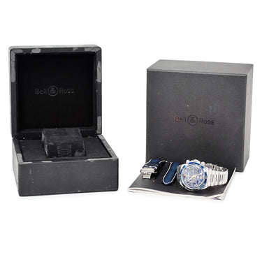 腕時計 ベル&ロス BELL&ROSS BR V2-94 アエロナバル BRV2-94-BU-G-ST/SST 自動巻き メンズ ブルー クロノグラフ デイト