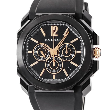 腕時計 ブルガリ BVLGARI オクト ウルトラネロ クロノグラフ BGO41SCH 102630 自動巻き メンズ K18PG×SS コンビ ブラック DLC デイト