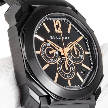 腕時計 ブルガリ BVLGARI オクト ウルトラネロ クロノグラフ BGO41SCH 102630 自動巻き メンズ K18PG×SS コンビ ブラック DLC デイト